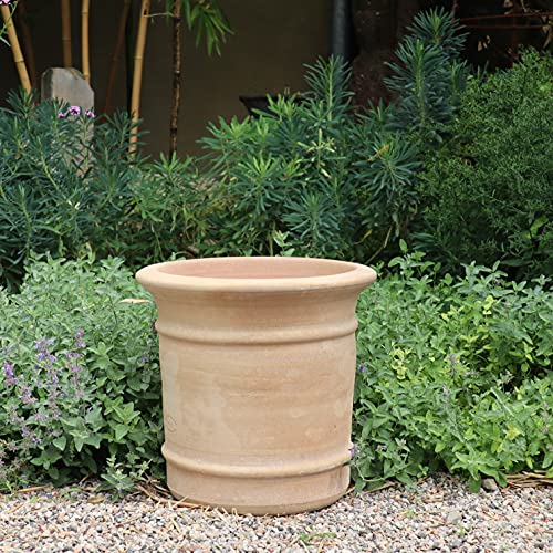 Kreta Keramik frostfester handgefertigter Terracotta Blumentopf, Pflanzkübel, Pflanzgefäß zum Bepflanzen für den Innen- und Außenbereich, Canna 33 cm