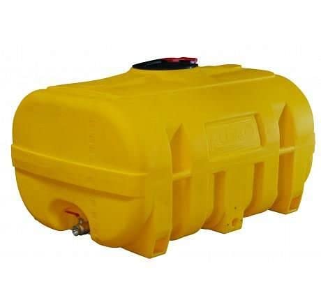 PE-Fass, kofferförmig, Polyethylen, 2"­IG­Anschluss, Dom mit Klappdeckel ø 380 mm, ohne Schwallwand, gelb, B 900 x T 1200 x H 900 mm, 600 l
