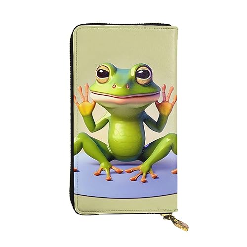 AthuAh The Funny Frog Doing Yoga Long Clutch Wallet, Women's Zipper Wallet, Multi Card Organizer & Large Capacity Long Wallet, Schwarz , Einheitsgröße