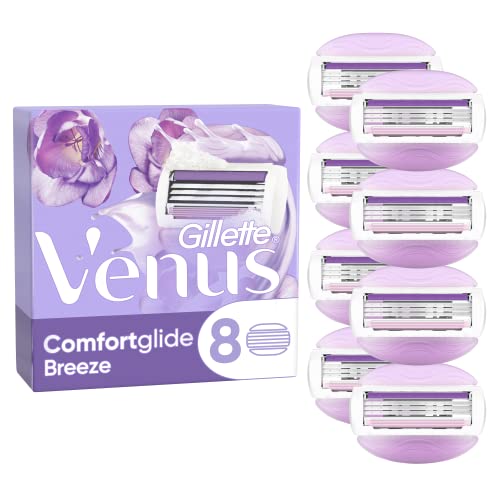 Gillette Venus Comfortglide Breeze Ersatzteile für Damenrasierer, 8 Stück, Nachfüllpackungen für eine glatte, saubere und langlebige Haarentfernung