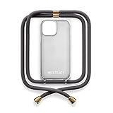 NECKLACY® - The Phone Necklace - Handykette für Apple iPhone 14 Pro Max in Stormy Grey | transparente Handyhülle mit hochwertiger Kordel zum Umhängen - Smartphone Crossbody Case