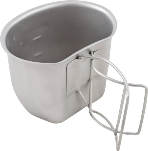 Bushcraft Campingbecher BCB Crusader Cup Canteen, Feldflaschenbecher, kann auch als Kochtopf verwendet Werden Silber