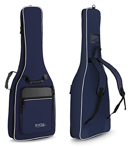 Rocktile 3/4 und 7/8 Klassik-Gitarrentasche (gepolsterter Gigbag, Rucksackgarnitur, 2 Außentaschen) blau