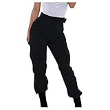 MMOOVV Damen Cargohose Freizeithose Military Combat Solid Pants Pocket Pants Jogpants Sporthose (Schwarz 3XL)