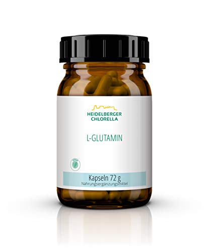 Heidelberger Chlorella – L-Glutamin Kapseln, vegan, hochdosiert, hergestellt in Deutschland, 72 g, 120 Kapseln