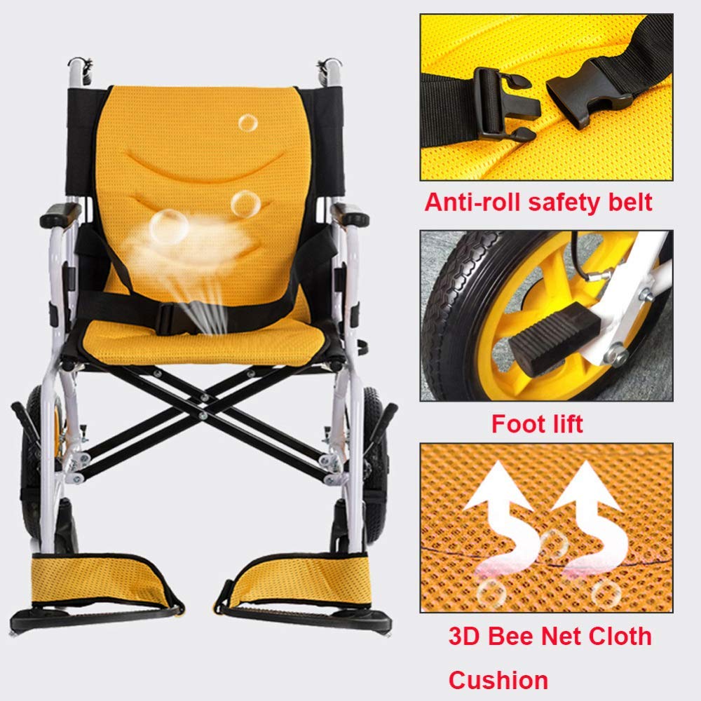 Klappbarer Rollstuhl, leichter und manueller Rollstuhl für Behinderte und ältere Menschen – leichter, faltbarer, selbstfahrender Aluminium-Rollstuhl mit Handbremsen und Schnellspanner-Hinter