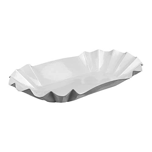 Gastro-Bedarf-Gutheil 500 Weiße einweg Pappschalen Pappschüsseln für z.B Currywurst und Pommes Pappteller 10,5x17,5x3cm