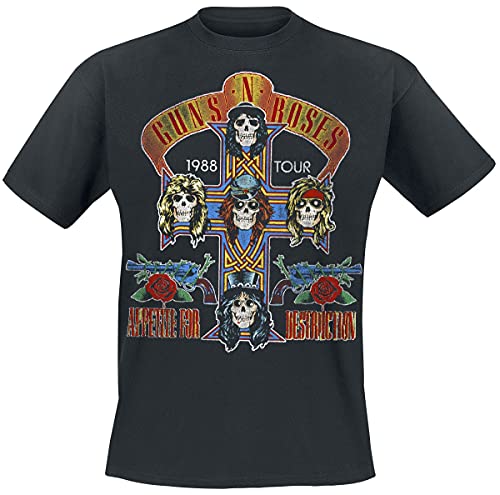 Guns N' Roses Tour 1988 Männer T-Shirt schwarz XL 100% Baumwolle Band-Merch, Bands, Totenköpfe