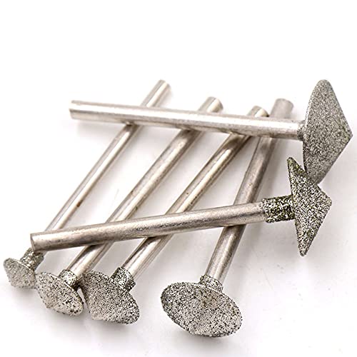 5 Stück 2,35/3 mm Schaft Diamantschleifkopf Schleifstifte Regenschirm Bit-Set für Bernstein Jade für Dremel Rotary Carving Tool, 3x16 mm, feine Körnung 120