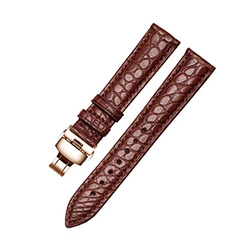 Krokodillederband 14mm-24mm Schwarz/Braun/Rot/Blau-Armband mit Faltschließe für Männer und Frauen, 20mm