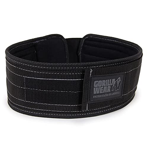 Gorilla Wear 4 Inch Nylon Belt - schwarz - Bodybuilding und Fitness Gürtel für Damen und Herren, M/L