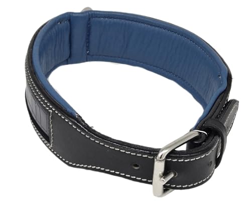 Tysons Breeches Cloud Leder Halsband Lederhalsband M L XL BREIT Blau Rot Kroko Design (XL, Blau)