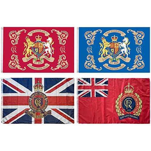 Flagge der Krönung von König Charles – hängende Flaggen seiner Majestät König Karl III, 90 x 150 cm, Banner zur Krönung von König Charles, zur Feier der Nachfolge des Königs