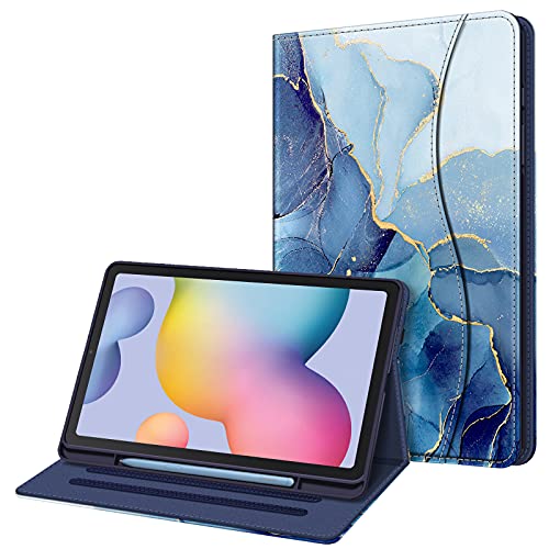 Fintie Hülle für Samsung Galaxy Tab S6 Lite, Soft TPU Rückseite Gehäuse Schutzhülle mit S Pen Halter und Dokumentschlitze für Samsung Tab S6 Lite 10.4 Zoll SM-P610/ P615 2020, Marmormuster
