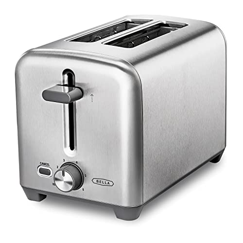 BELLA 2 Slice Toaster, Quick & Even Results Every Time, Wide Slots Fit Any Size Bread Like Bagels or Texas Toast, Drop-Down Crumb Tray for Easy Clean Up, Stainless Steel