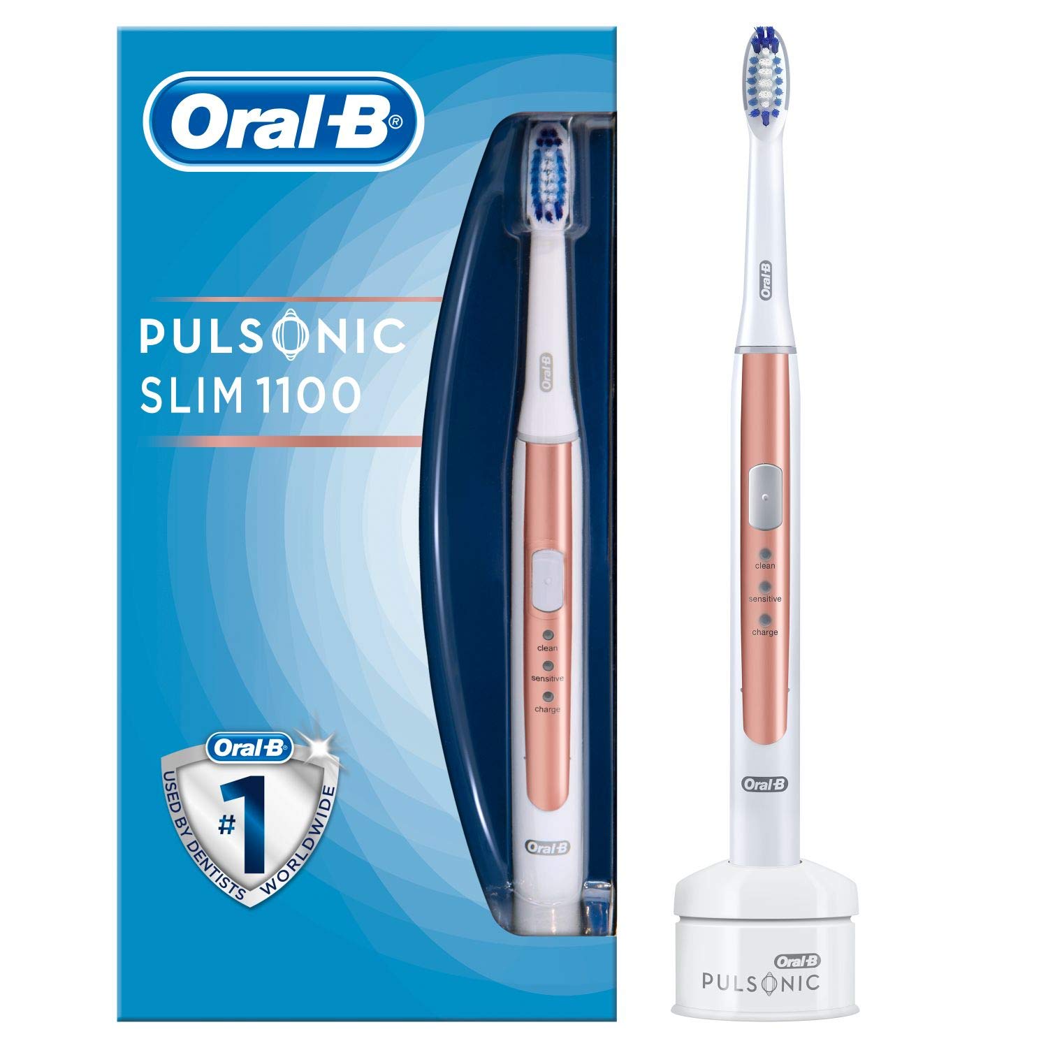 Oral-B Pulsonic Slim 1100 Elektrische Schallzahnbürste, mit Timer und Aufsteckbürste, roségold
