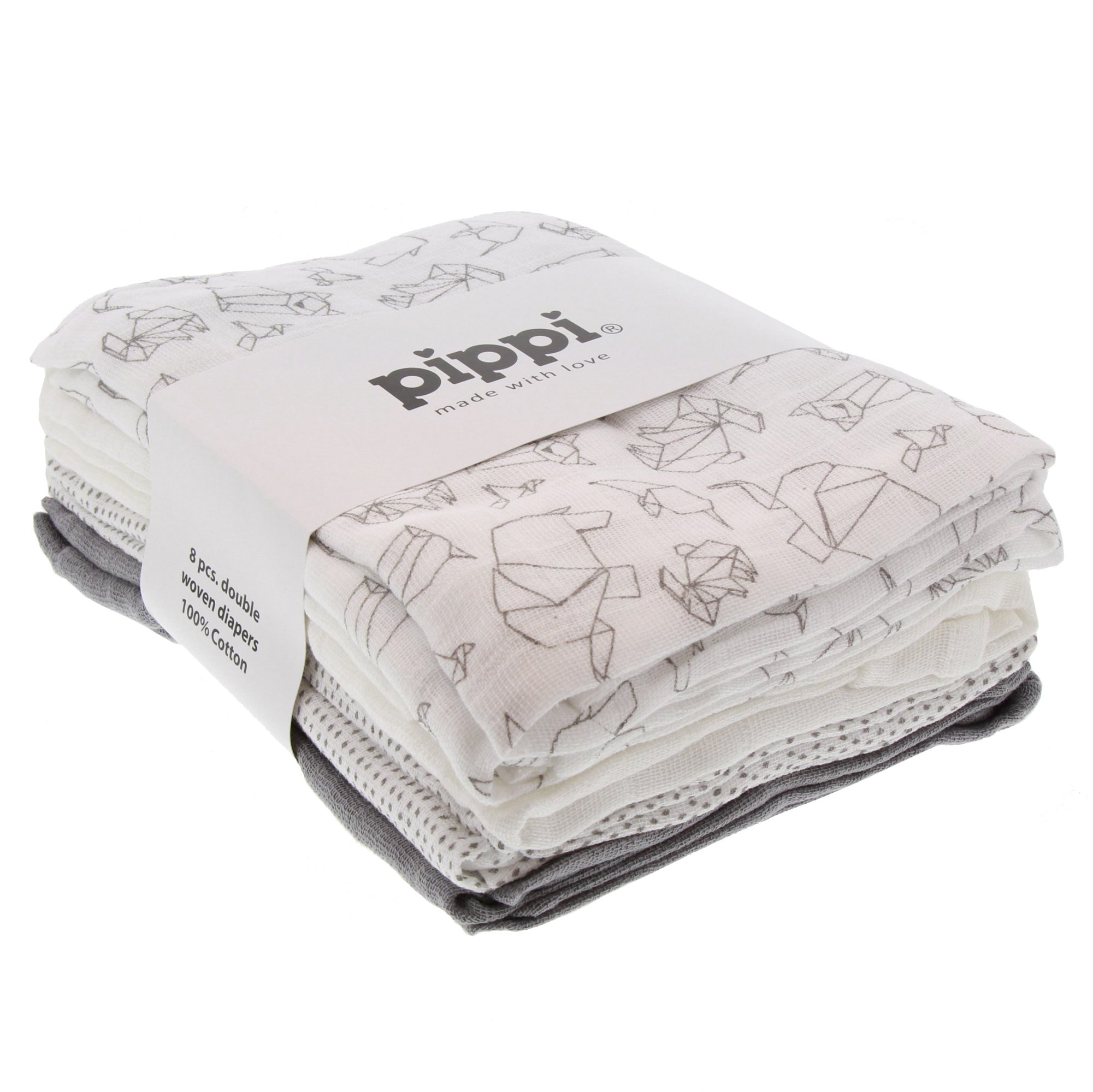 Pippi Unisex Baby 8er Pack Windeln mit verschiedenen Motiven Badebekleidungsset, Mehrfarbig (Sleet 150), (Herstellergröße:70x70)