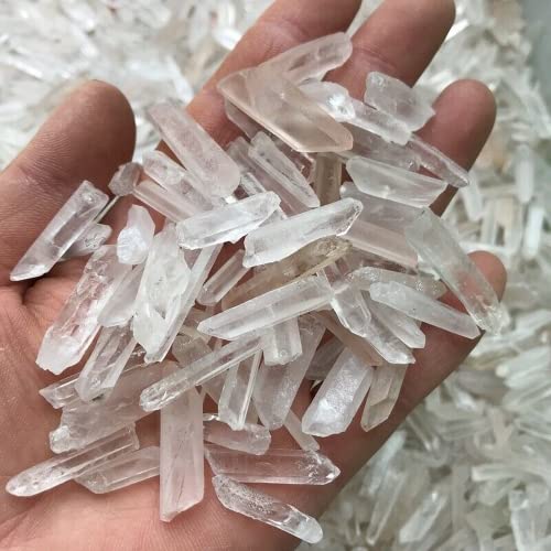 LIJUCAI Natürlicher klarer Quarzkristall Punktstab Energiestein rohes Gesteinsmineralexemplar Wohnkultur, 100 g