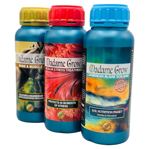 Madame Grow - Organischer Dünger - Natürliche Nährstoffe - Für Pflanzen 420 - Gesunde und schmackhafte Pflanzen - KIT AQUA HUERTO - (3x500ml)
