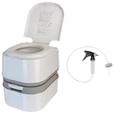 Montafox Campingtoilette 24 Liter - Optional erhältlich: Sanitärflüssigkeiten und Reinigungsspritze - WC + Reinigungsspritze