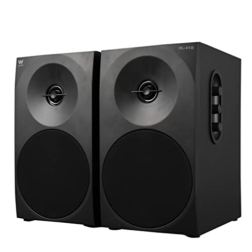 Woxter Dynamic Line 410 Black - 2.0 Stereo-Lautsprecher (mit 150W Leistung angetrieben, Holz, 4, Woofer, 2 Hochtöner, 3,5 mm, RCA, Bassreflex-Control (Lautstärke, Höhen, Bass), Farbe schwarz