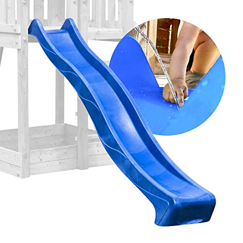 Demmelhuber Rutsche WATERSLIDE 2,90 m mit Wasseranschluss für Spielturm Wellenrutsche Gartenrutsche Kinderrutsche Anbaurutsche Wasserrutsche (Blau)
