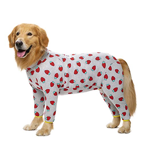 Hunde-Einteiler aus Baumwolle, Größe M, L, Chirurgie, Erholungsanzug für mittelgroße und große Hunde, Schlafanzug, vollständig bedeckter Hunde-Genesungsanzug nach Operationen, langärmelig, mit