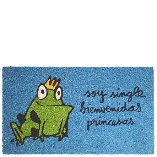 Laroom 12661 Fußmatte Frosch Bin Single Willkommen Prinzessinnen, Blau