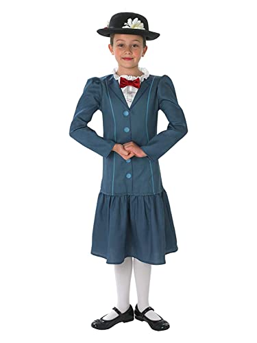 Offiziell Disney Mädchen Mary Poppins Reich Viktorianisch Buch Tag Woche Verkleidung Kleid Kostüm Outfit Alter 3-10 Jahre - Blau, Blau, 9-10 Years