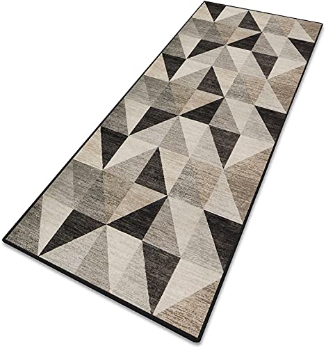 Teppich Läufer Flur Teppich küche Geometrische Muster Kurzflor 6mm rutschfest & leicht abwaschbar für Küche Schlafzimmer Wohnzimmer - 80x180cm