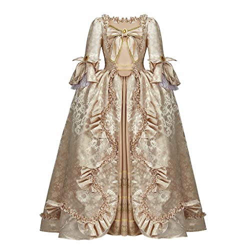 Court Rokoco Barock Marie Antoinette Ballkleider 18. Jahrhundert viktorianisches Kleid Ballkleider königliches Frauenkostüm (S, Gold)