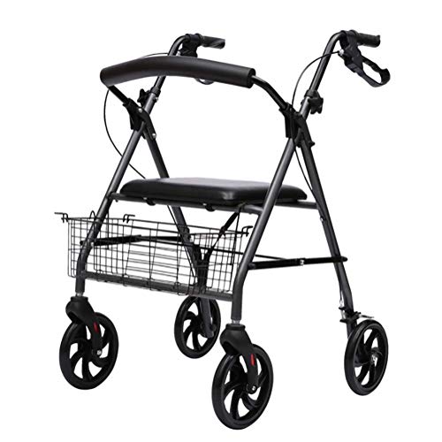 Walker, Mobility Leichter, zusammenklappbarer Rollator aus Aluminium mit 6-Zoll-Rädern, verstellbaren Sitzbremsen und Korb. Alles ist in Ordnung