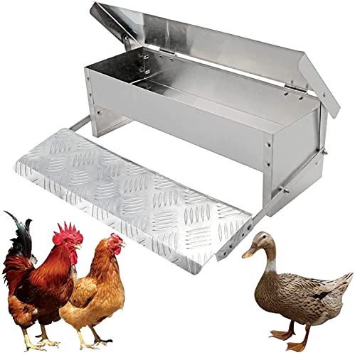 Automatischer Hühner-Futtersteg aus verzinktem Stahl, wasserdicht, selbstöffnend, schützt Futter vor anderen Tieren – hält bis zu 5 kg