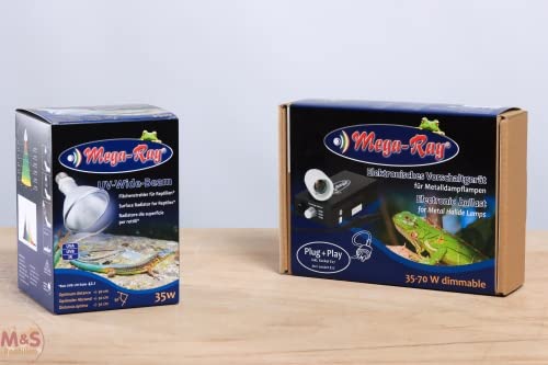 M&S Reptilien Mega Ray 35 Watt Set (Lampe + E 27 Fassung + Vorschaltgerät)