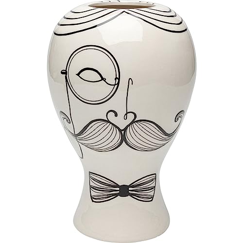 Kare Design Vase Favola Men, schwarz/weiß, Blumenvase, Dekorationsvase, Gefäß für Blumen, Tischvase, 30cm