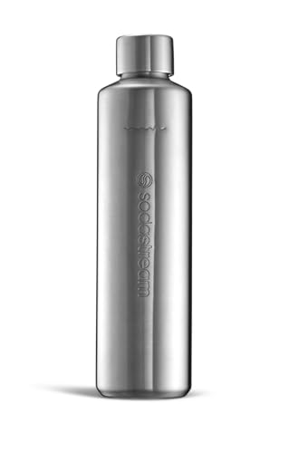 SodaStream Metallflasche 1L, passend E-Duo, 1er Pack, Silber, 26 cm hoch