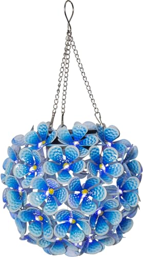 LED Solar-Hänge-Deko"Hortensia", blau, 44 LEDs