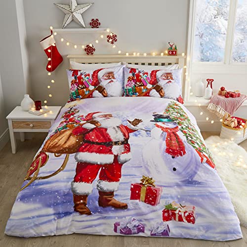 Fusion Bettwäsche-Set mit Weihnachtsmann und Schnee, für King-Size-Betten, Mehrfarbig