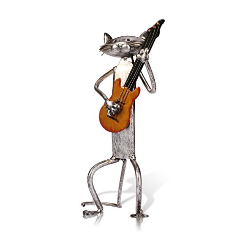 Tooarts Metallskulpturkatze mit Gitarrenfigurgeschenken für Erntedankfest,Weihnachten,Kunsthandwerk und Hauptdekoration