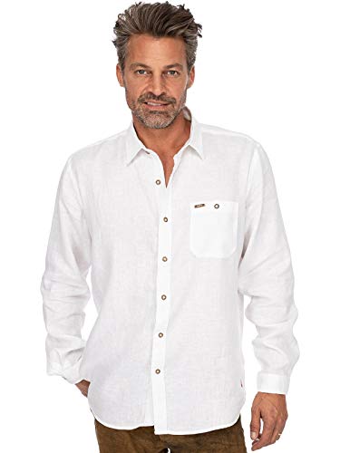 Stockerpoint Herren Hemd Vincent2 Trachtenhemd, Weiß (Weiss Weiss), Large (Herstellergröße: L)