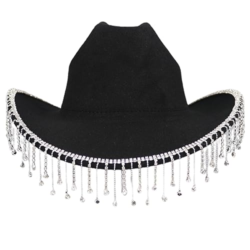 Xuanxi Cowboyhut mit Quasten, Kristall, Überraschungsgeschenk für Mädchen, Jungen, Cowgirl-Hut für Karneval, Musikfestival, Cowgirl-Hut für Damen