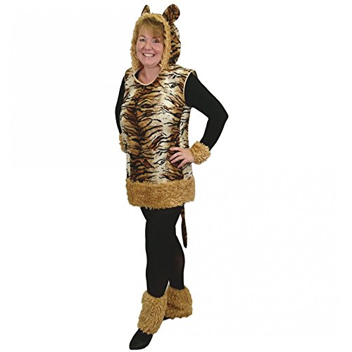 Krause & Sohn Kostüm Tiger Lady Leyla, Gr. M, Kleid mit Stulpen, Raubtier Katze Fasching