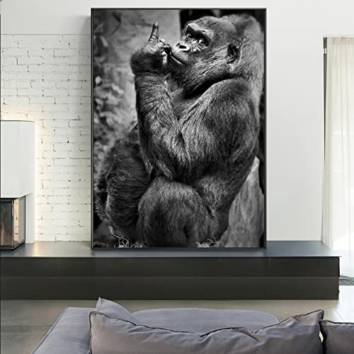 Gorilla Leinwand Poster und Drucke Lustige Tier Parodie Affe Leinwand Wandkunst Gemälde für Wohnzimmer Dekoration 80x120cm Rahmenlos