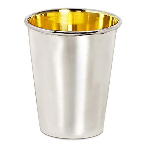 Brillibrum Design Trinkbecher versilbert innen Goldoptik Silberbecher hält Getränke länger kühl Geschenkidee Becher Silber poliert (Glatt, 10 cm, Gravur bis 30 Zeichen)