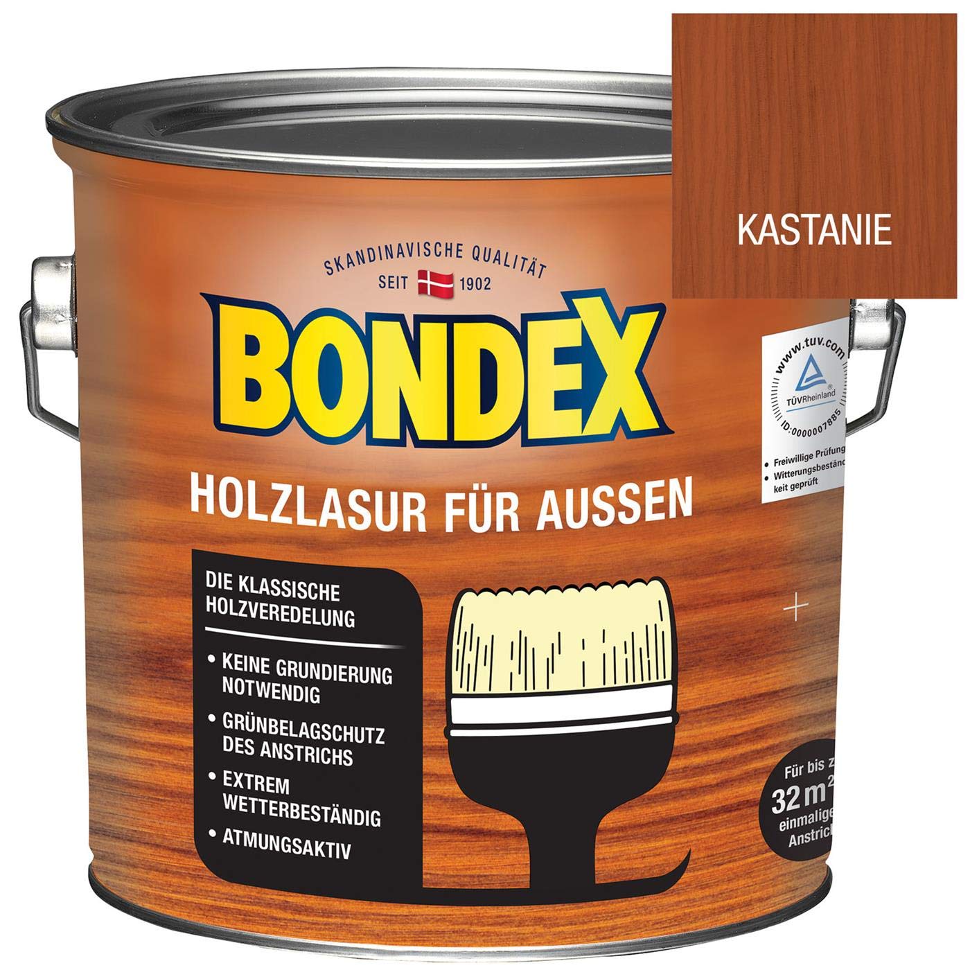 Bondex Holzlasur für Aussen kastanie 2,5L Holzschutzlasur Holz Lasur