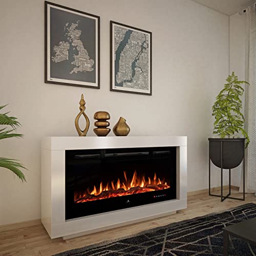 Noble Flame Ohio – moderner Design Elektrokamin Standkamin Kaminofen – LED Feuerambiente inkl. Heizfunktion – Feuerraum 97 cm - schwarz