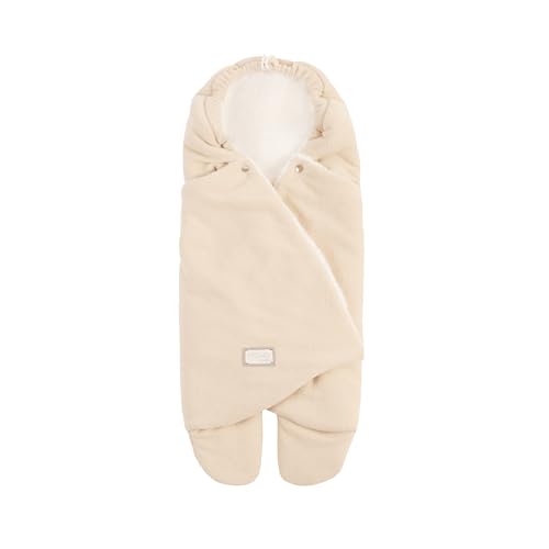 Nuvita 9100 Cuddle | Weicher Schlafsack mit verstellbarer Kapuze und individuellem Fußsack | perfekt für 0 bis 10 Monate (80 cm) | Temperaturbeständig bis 8 °C, wasser- und winddicht | Beige/Creme