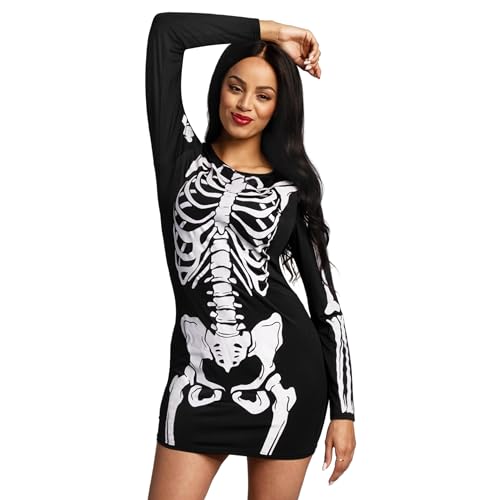 Spooktacular Creations Frauen schwarzes Skelett im dunklen Kleid Kostüm für Adult Halloween Dress Up Party Cosplay-L