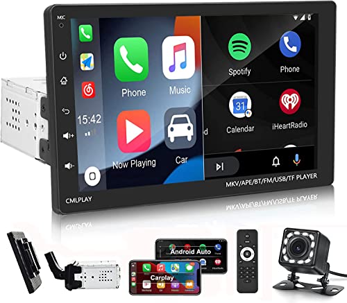 9 -Zoll -Touchscreen Single DIN Car Stereo mit CarPlay Android Auto GPS Navigation Head FM Bluetooth Support Mirror Link für Android iOS Telefon + Backup -Kamera