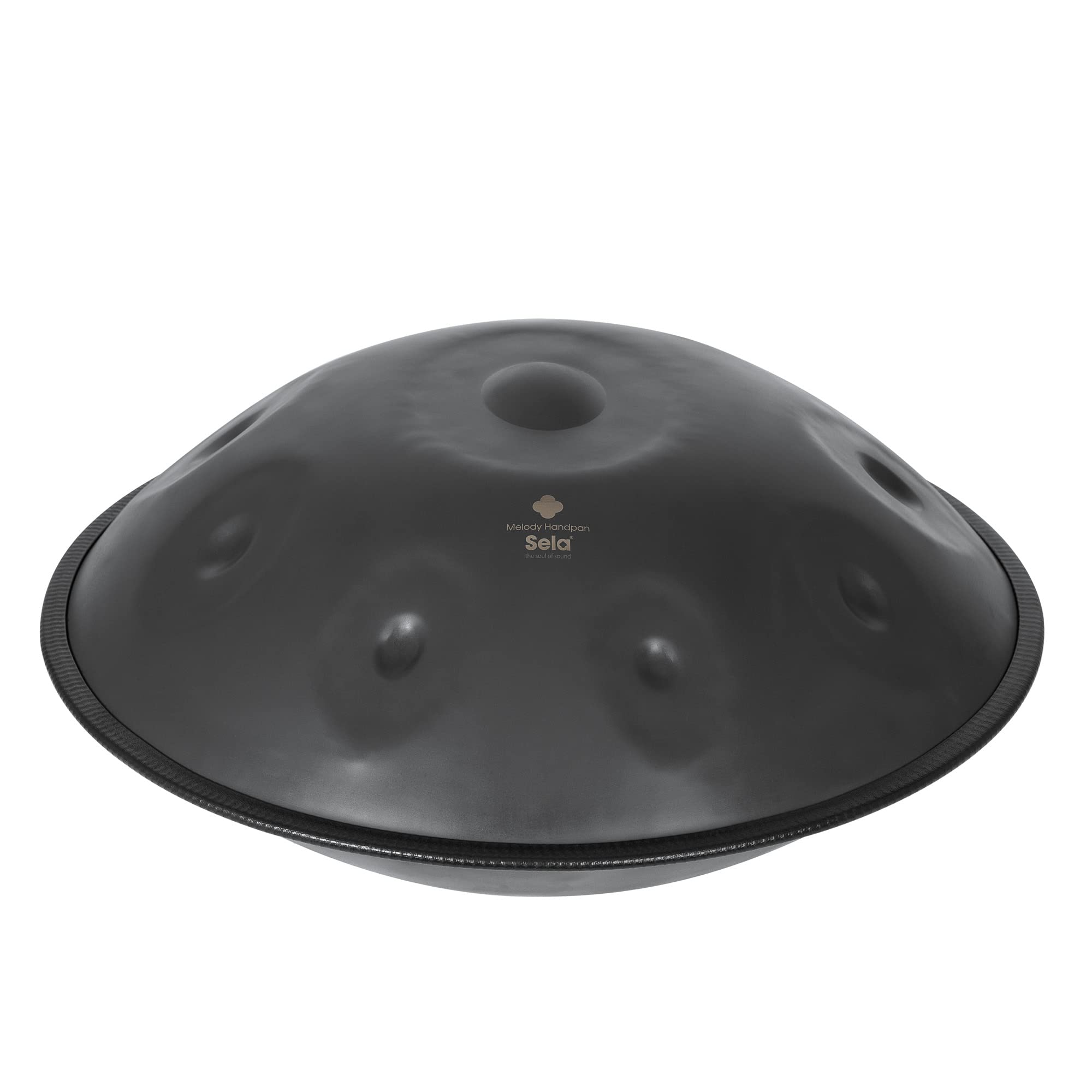 Sela Melody Handpan Dunkelgrau-C# Kurd Stimmung-rostfrei&korrosionsbeständig-klangvolles Percussion-Instrument-Steel Hand-Pan 57 cm groß-ohne Störgeräusche-mit gepolsteter Tasche, Schwarz matt, SE 308